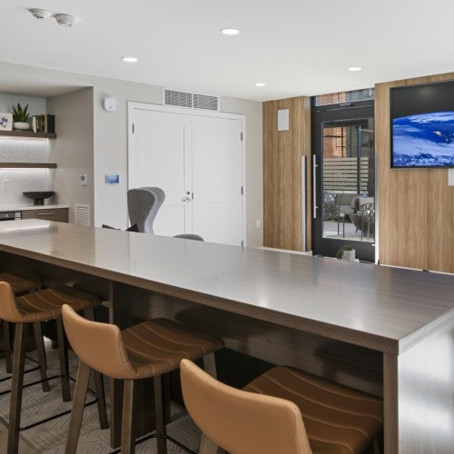 a kitchen and living room